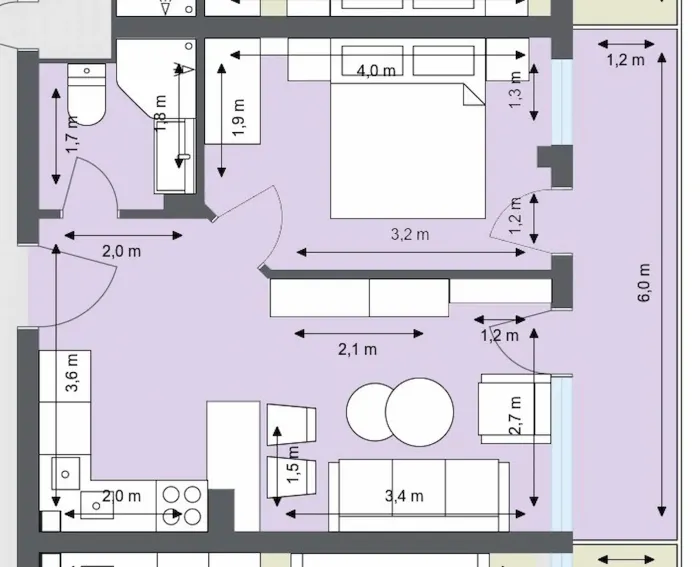 1-комнатная Orchard A404 55.85 м² | 200 м от лифта | Банско