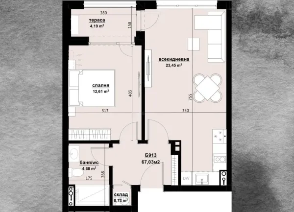 2-комнатный апартамент 67 м² в Смокините 5 | Бургас