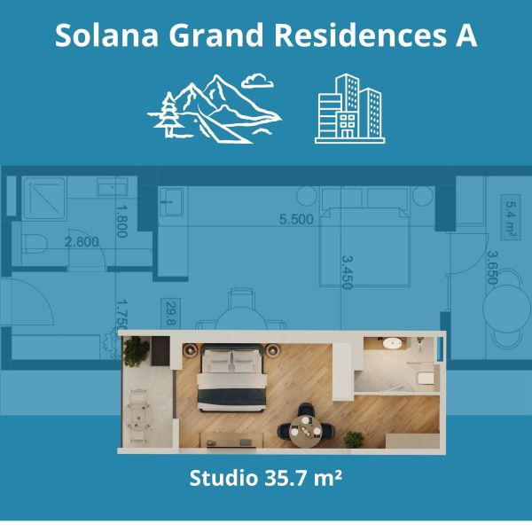 Studio 35.7 m² Bergblick