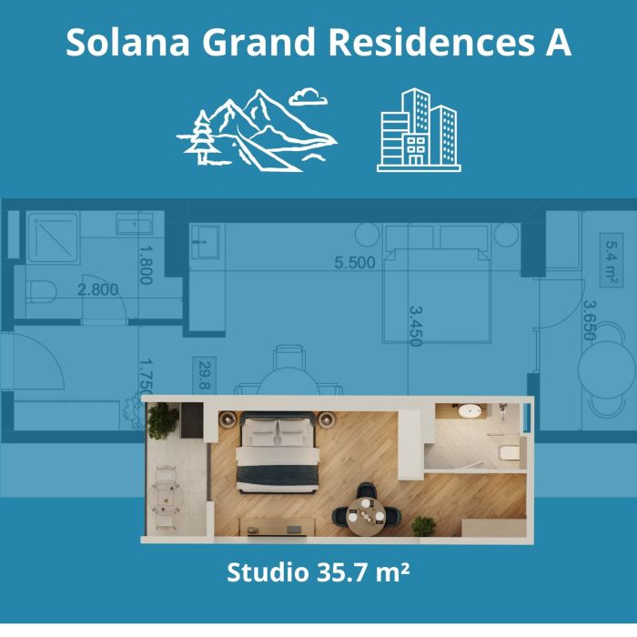 Studio 35.7 m² Bergblick