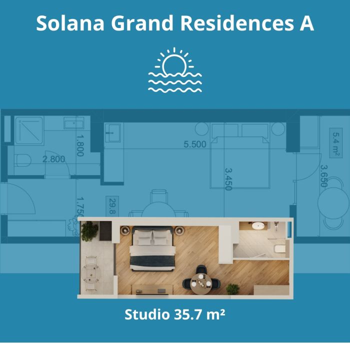 Studio 35.7 m² Meerblick