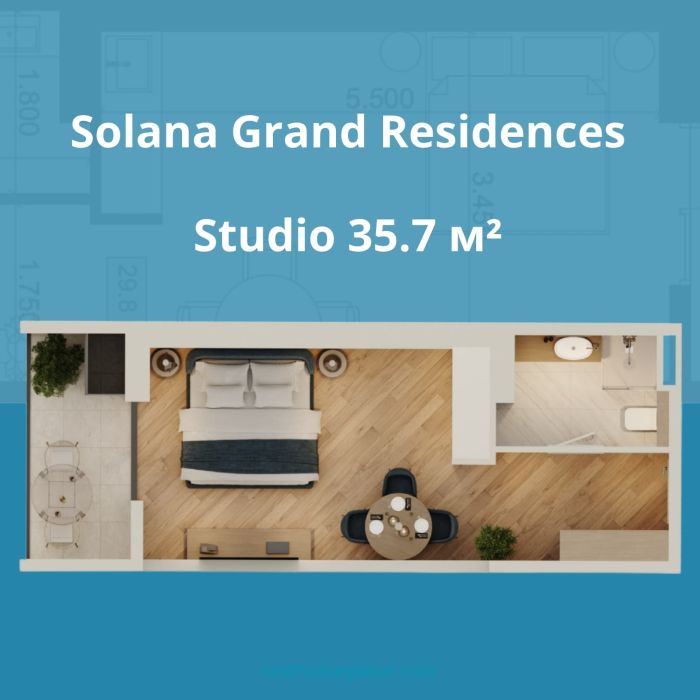 Studio 35.7 м² с видом на море, Solana Grand Residences
